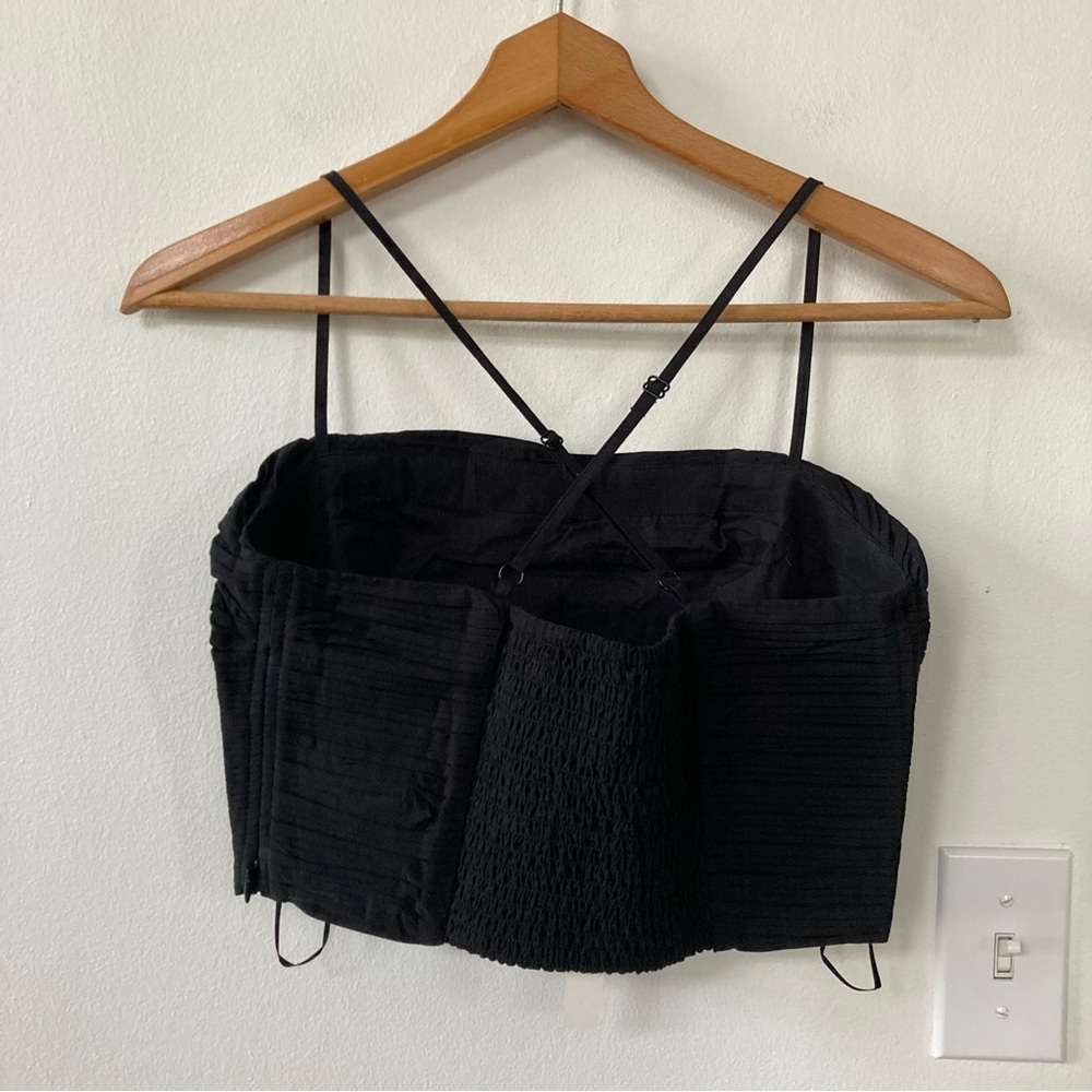 Madewell Poplin Crop Tube Top in Black - Picture 6 of 8